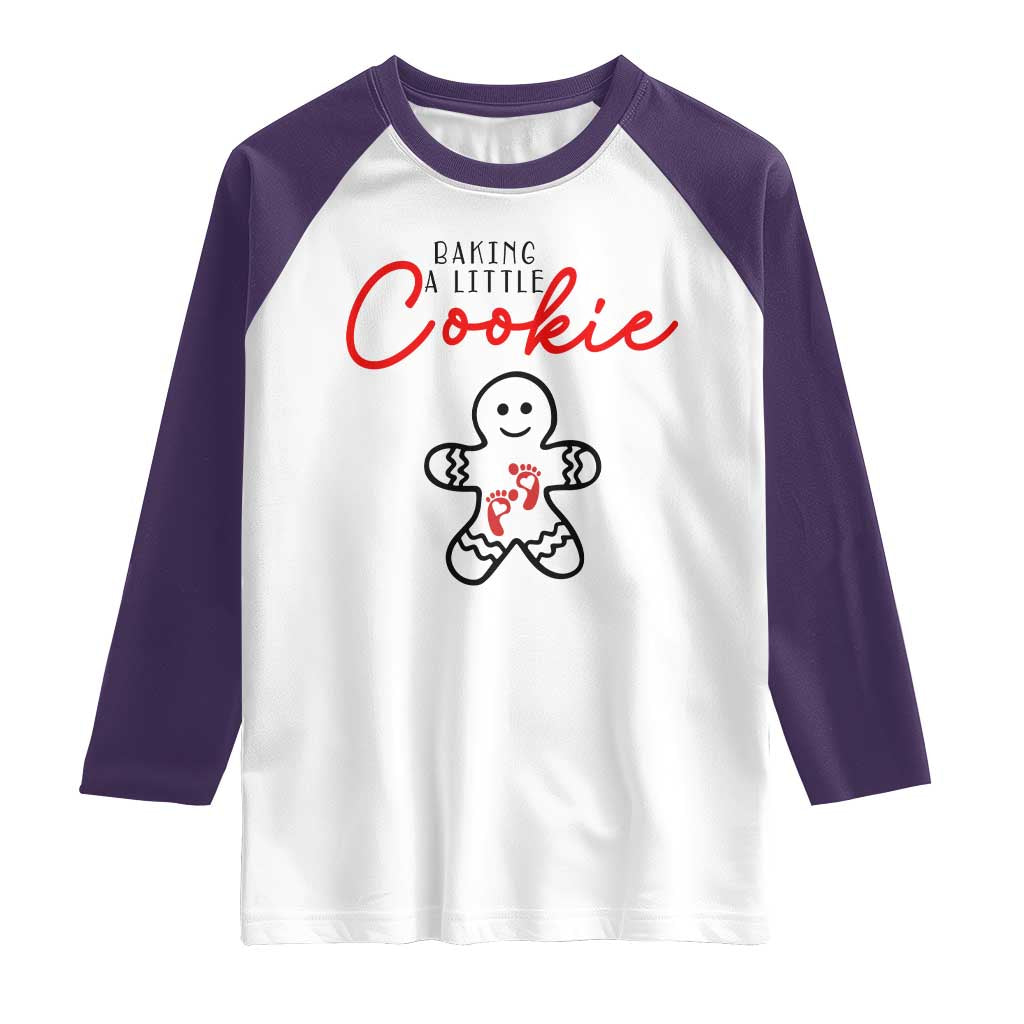 Christmas Pregnant Raglan Shirt Baking A Little Cookie Maternity Gingerbread - Wonder Print Shop