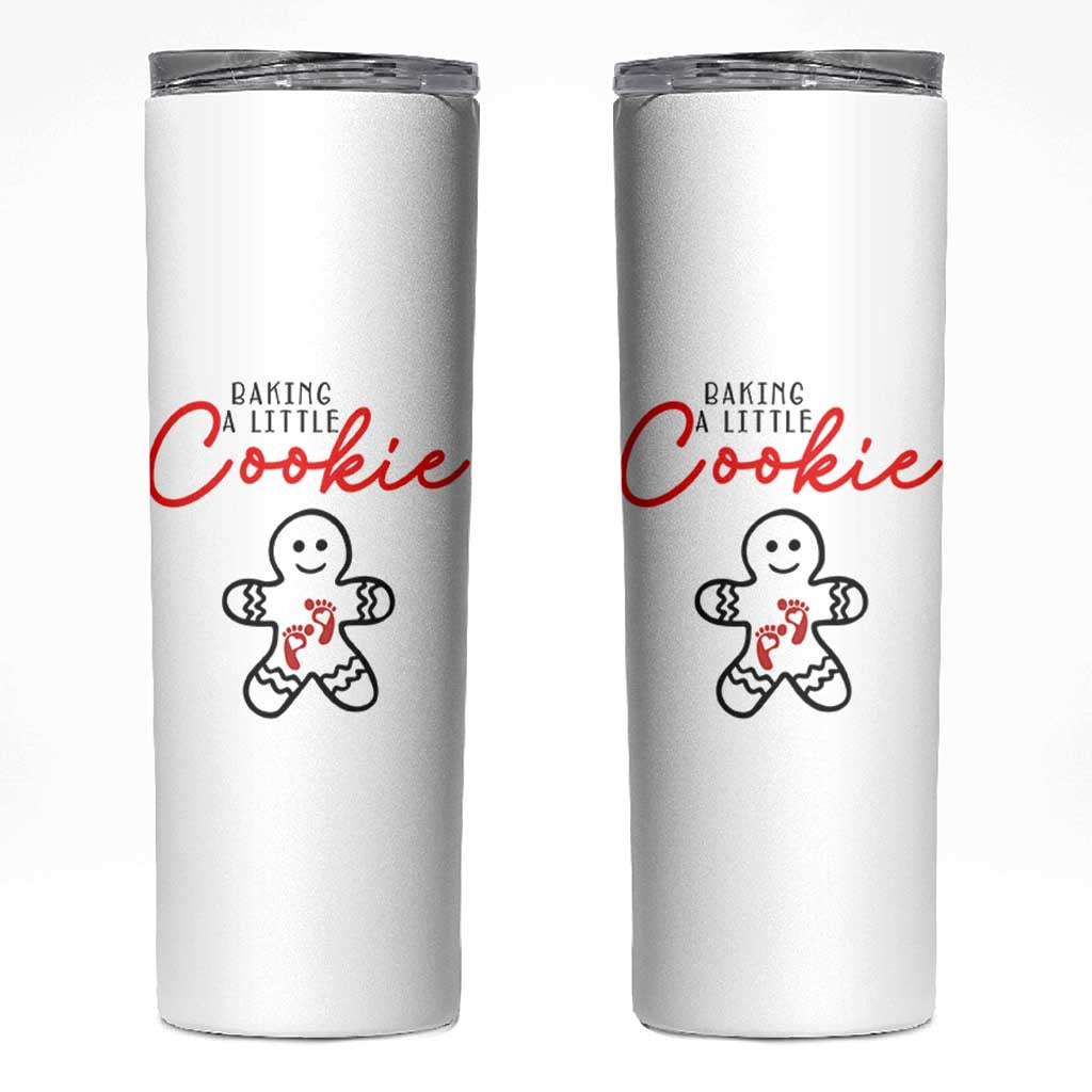 Christmas Pregnant Skinny Tumbler Baking A Little Cookie Maternity Gingerbread - Wonder Print Shop