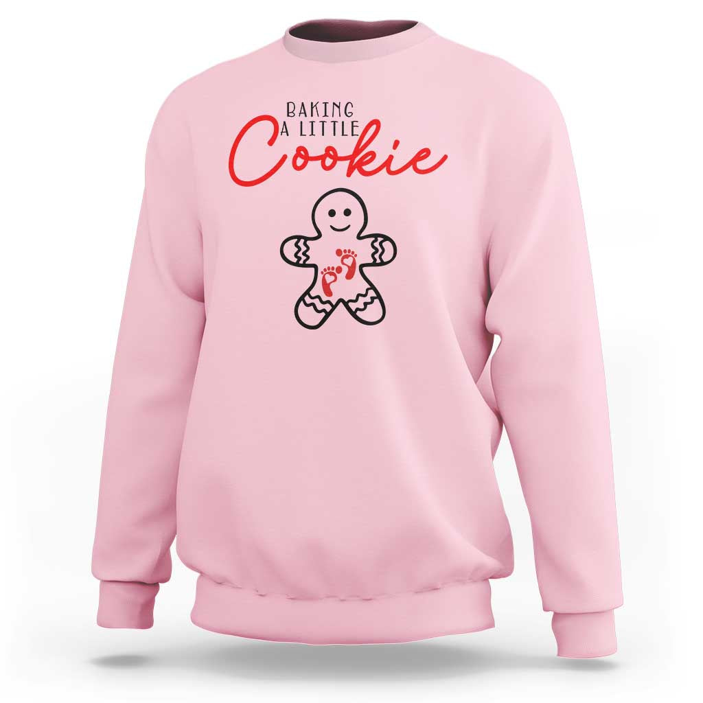 Christmas Pregnant Sweatshirt Baking A Little Cookie Maternity Gingerbread - Wonder Print Shop