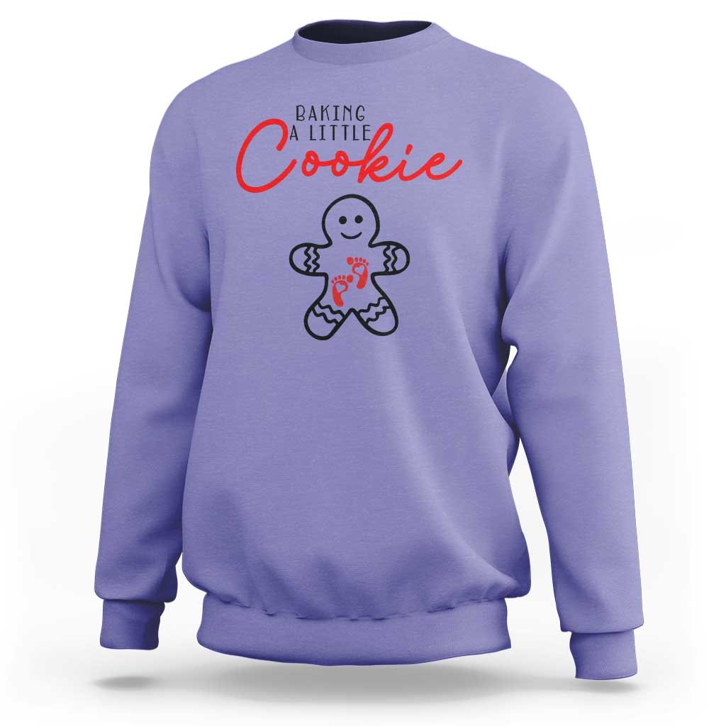 Christmas Pregnant Sweatshirt Baking A Little Cookie Maternity Gingerbread - Wonder Print Shop