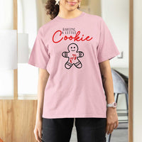 Christmas Pregnant T Shirt For Women Baking A Little Cookie Maternity Gingerbread - Wonder Print Shop