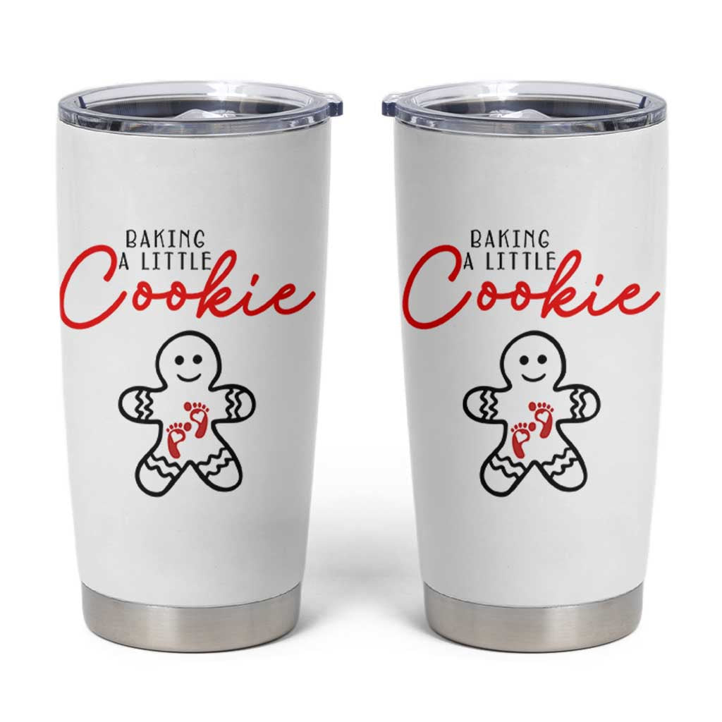Christmas Pregnant Tumbler Cup Baking A Little Cookie Maternity Gingerbread - Wonder Print Shop