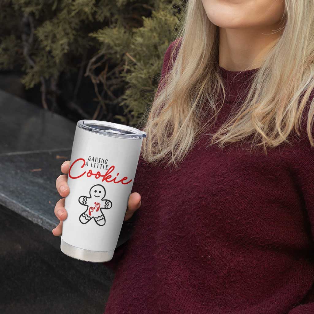 Christmas Pregnant Tumbler Cup Baking A Little Cookie Maternity Gingerbread - Wonder Print Shop