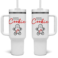 Christmas Pregnant Tumbler With Handle Baking A Little Cookie Maternity Gingerbread - Wonder Print Shop