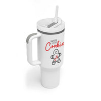 Christmas Pregnant Tumbler With Handle Baking A Little Cookie Maternity Gingerbread - Wonder Print Shop