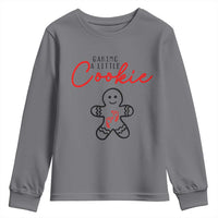 Christmas Pregnant Youth Sweatshirt Baking A Little Cookie Maternity Gingerbread - Wonder Print Shop