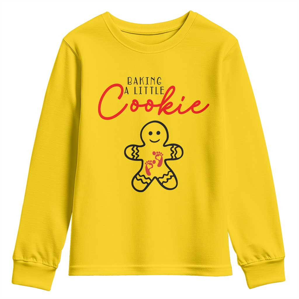 Christmas Pregnant Youth Sweatshirt Baking A Little Cookie Maternity Gingerbread - Wonder Print Shop