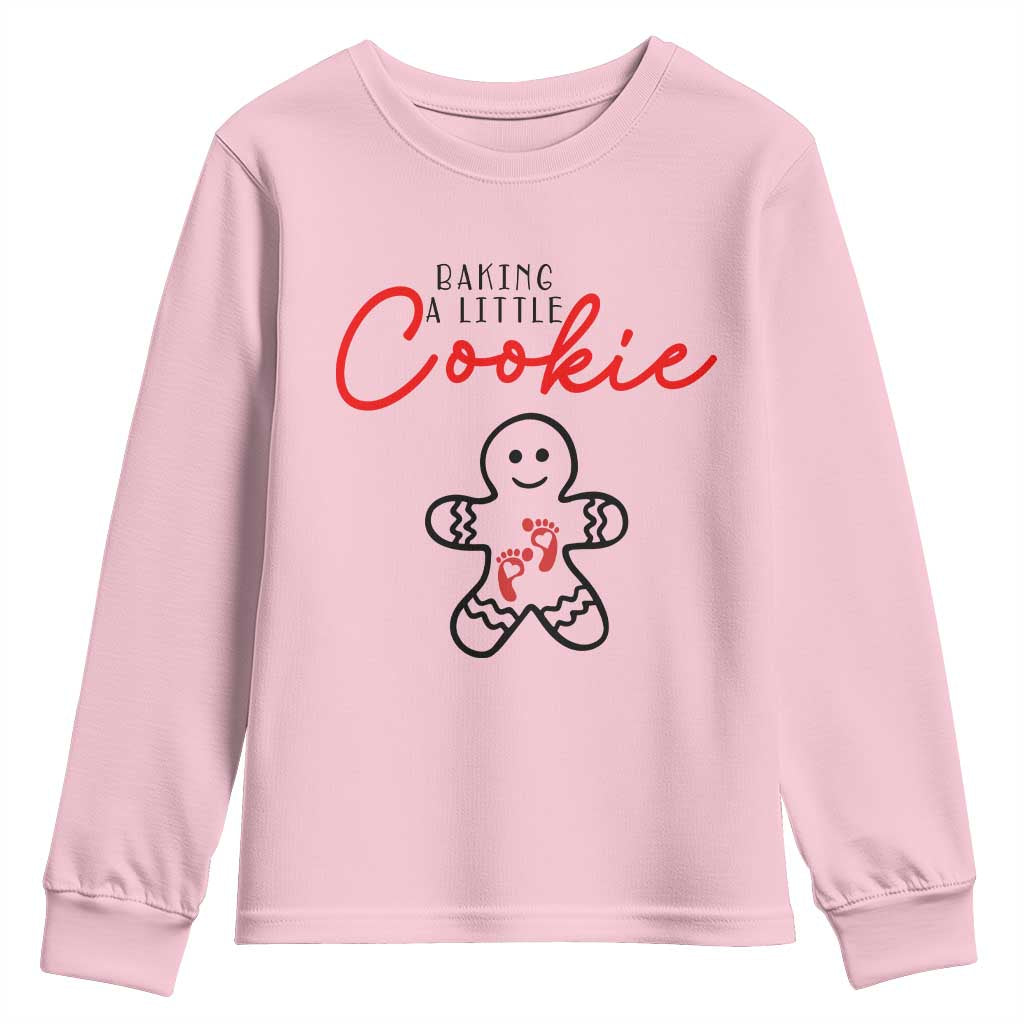 Christmas Pregnant Youth Sweatshirt Baking A Little Cookie Maternity Gingerbread - Wonder Print Shop