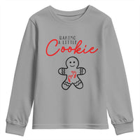 Christmas Pregnant Youth Sweatshirt Baking A Little Cookie Maternity Gingerbread - Wonder Print Shop