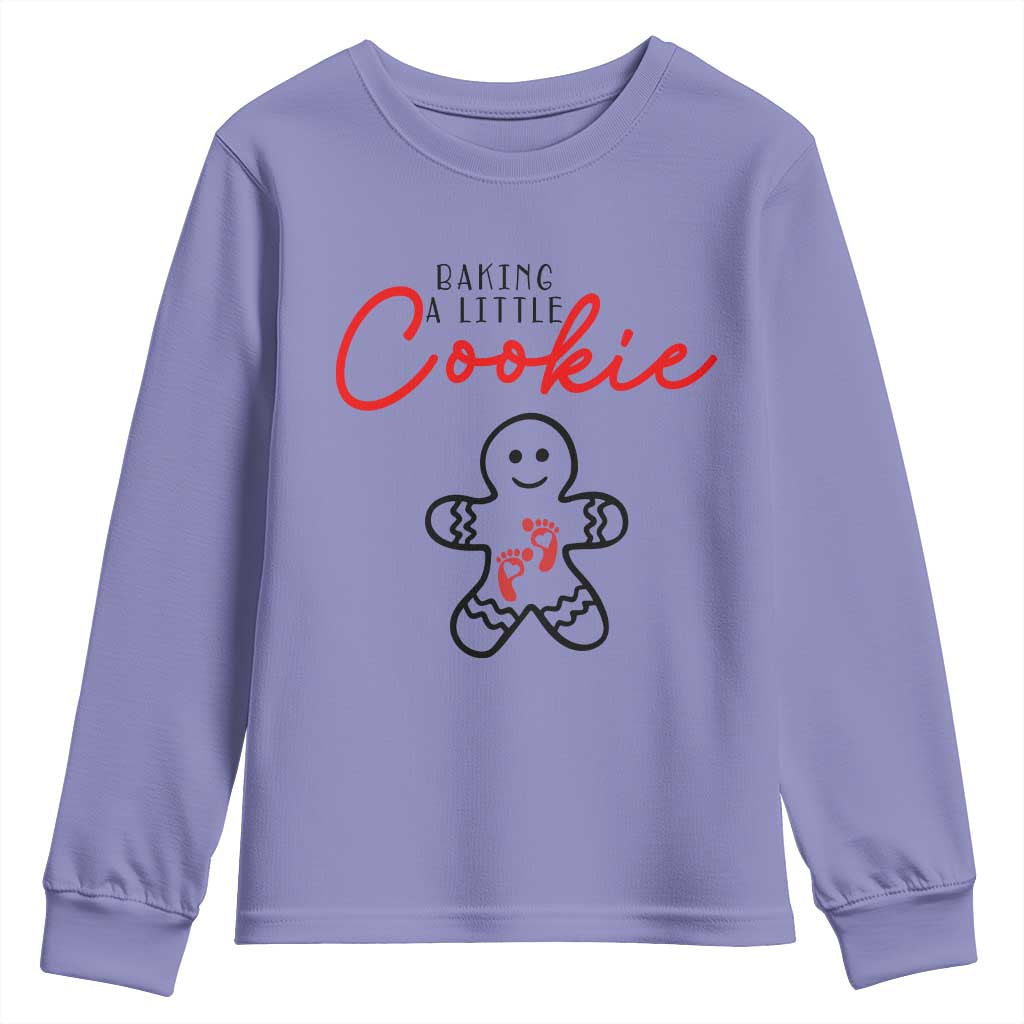 Christmas Pregnant Youth Sweatshirt Baking A Little Cookie Maternity Gingerbread - Wonder Print Shop