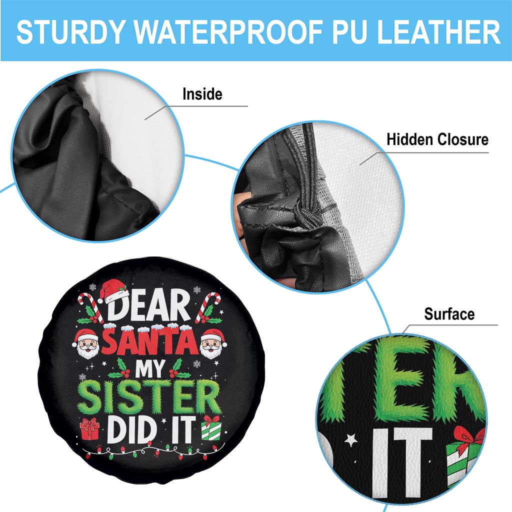 Dear Santa My Sister Did It Funny Christmas Spare Tire Cover Boys Girls Kids - Wonder Print Shop