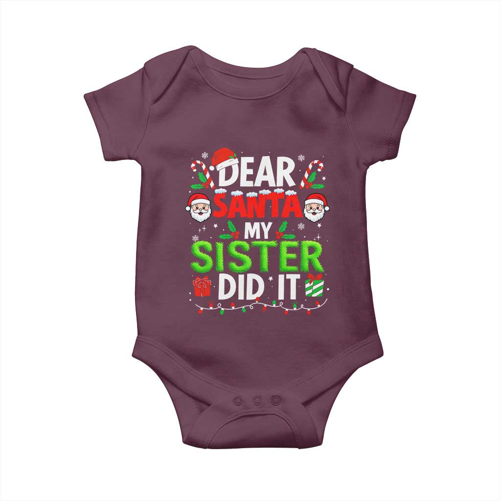 Dear Santa My Sister Did It Funny Christmas Baby Onesie Boys Girls Kids - Wonder Print Shop