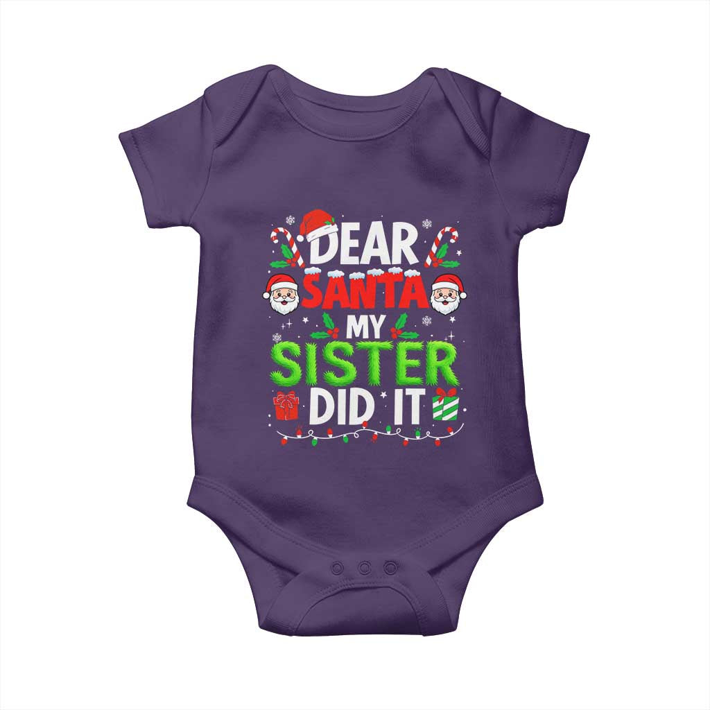 Dear Santa My Sister Did It Funny Christmas Baby Onesie Boys Girls Kids - Wonder Print Shop