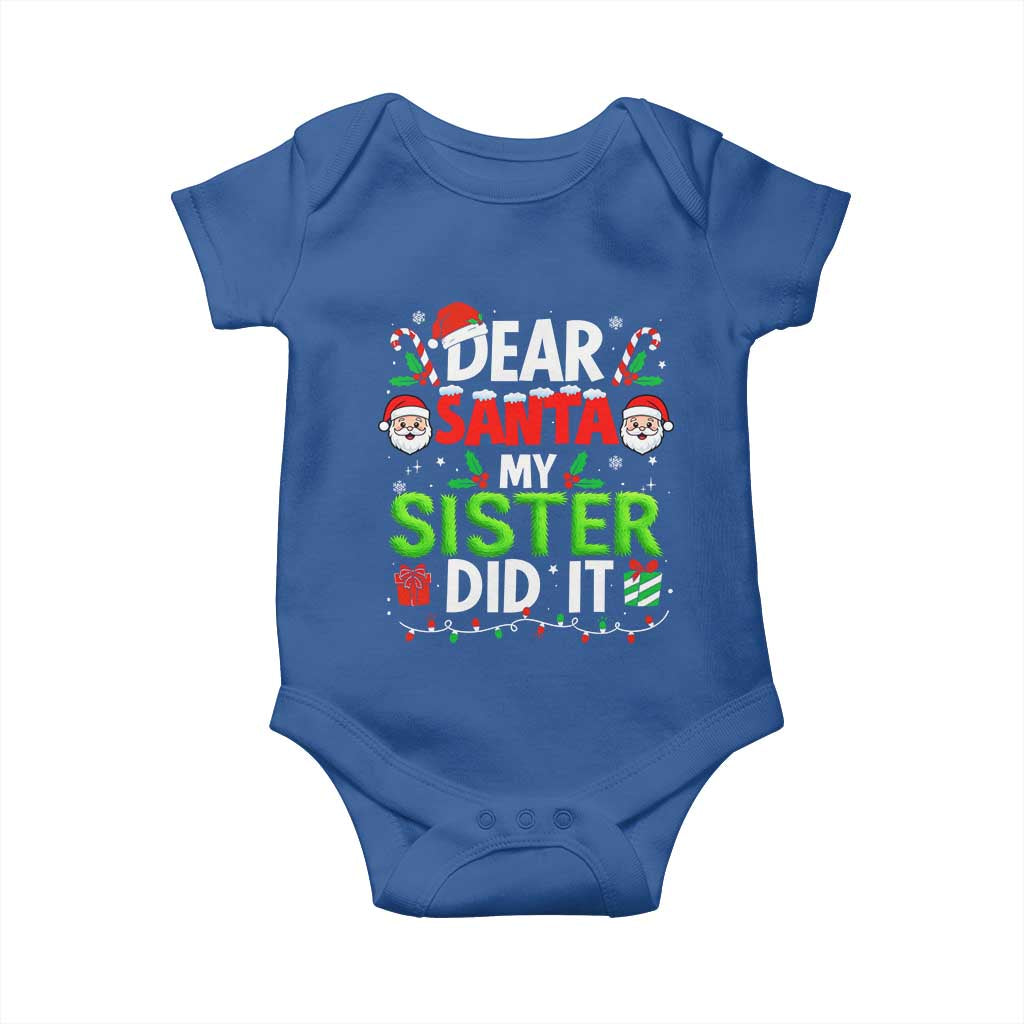 Dear Santa My Sister Did It Funny Christmas Baby Onesie Boys Girls Kids - Wonder Print Shop