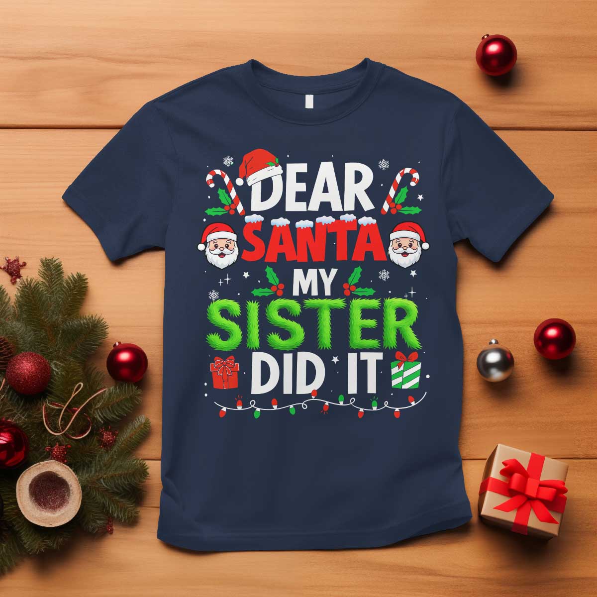 Dear Santa My Sister Did It Funny Christmas T Shirt Boys Girls Kids - Wonder Print Shop