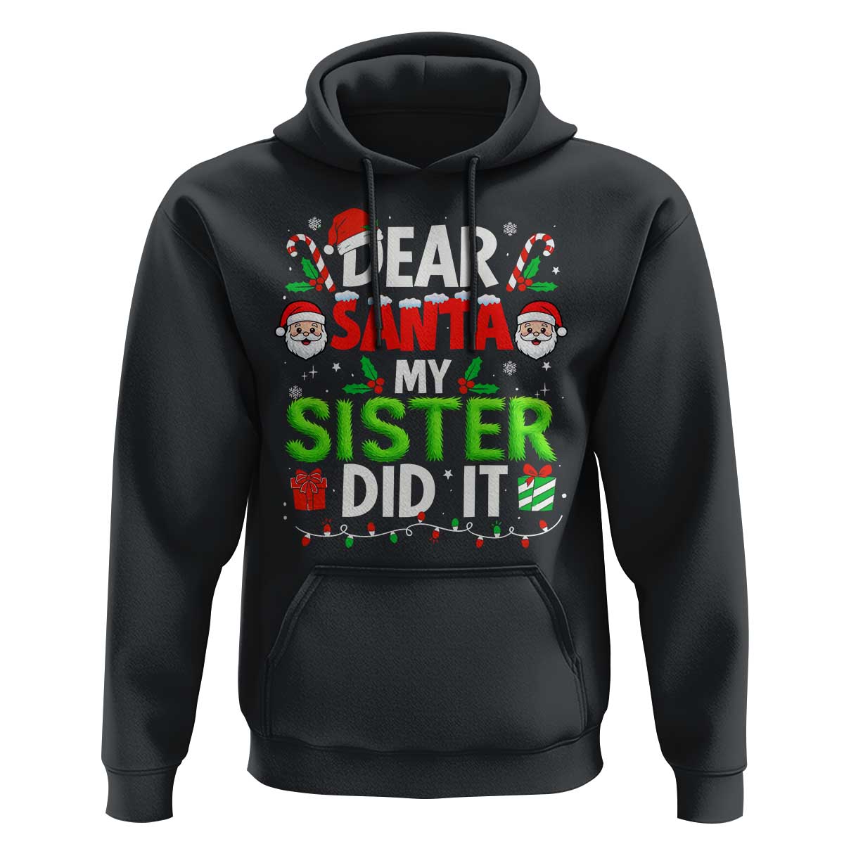 Dear Santa My Sister Did It Funny Christmas Hoodie Boys Girls Kids - Wonder Print Shop