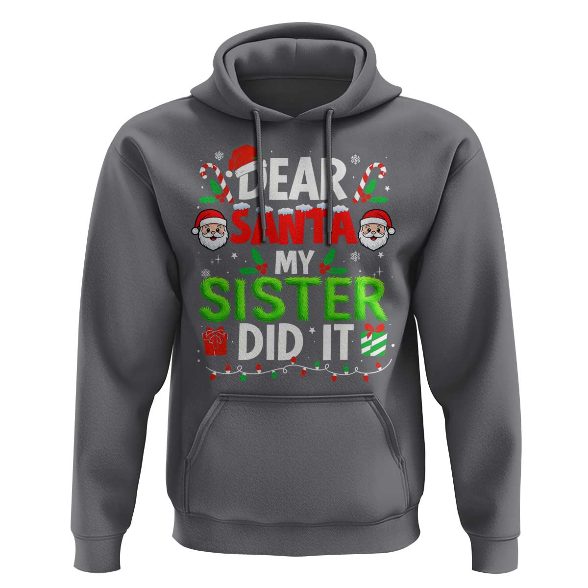 Dear Santa My Sister Did It Funny Christmas Hoodie Boys Girls Kids - Wonder Print Shop