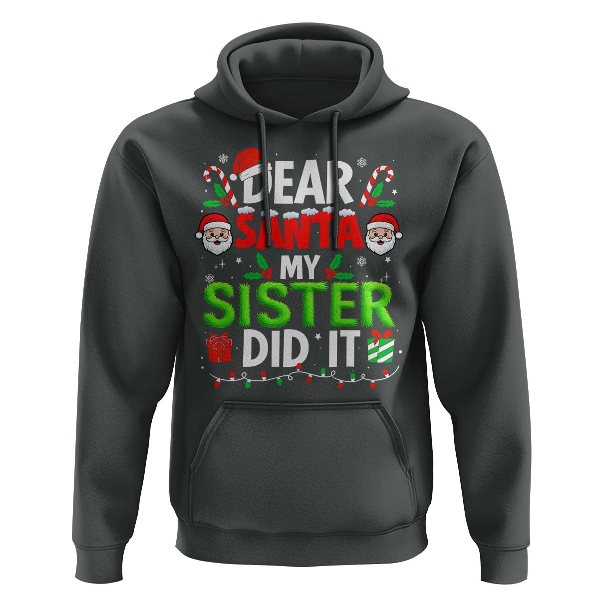 Dear Santa My Sister Did It Funny Christmas Hoodie Boys Girls Kids - Wonder Print Shop