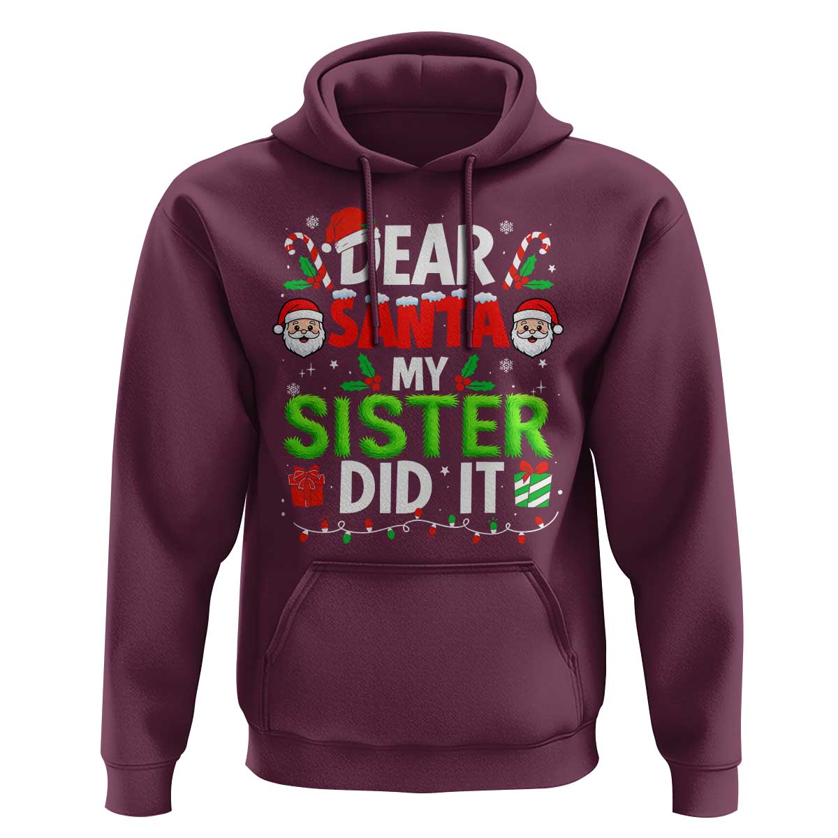 Dear Santa My Sister Did It Funny Christmas Hoodie Boys Girls Kids - Wonder Print Shop