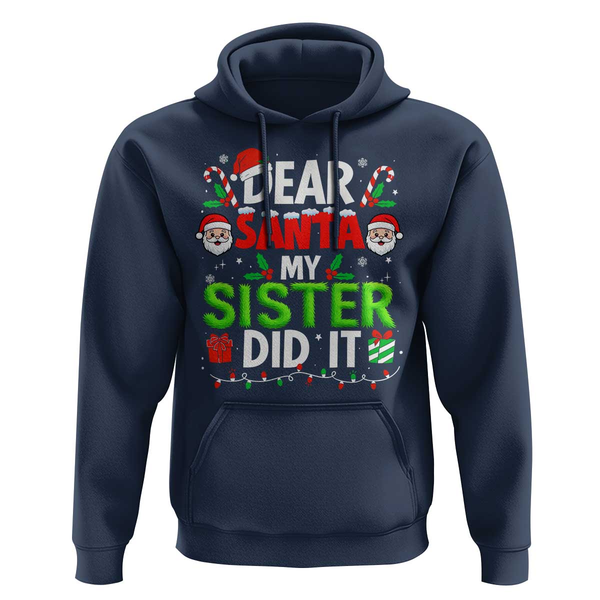 Dear Santa My Sister Did It Funny Christmas Hoodie Boys Girls Kids - Wonder Print Shop