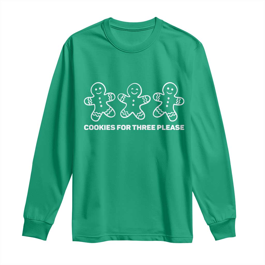 Cookies For Three Please Pregnancy Announcement Christmas Long Sleeve Shirt - Wonder Print Shop