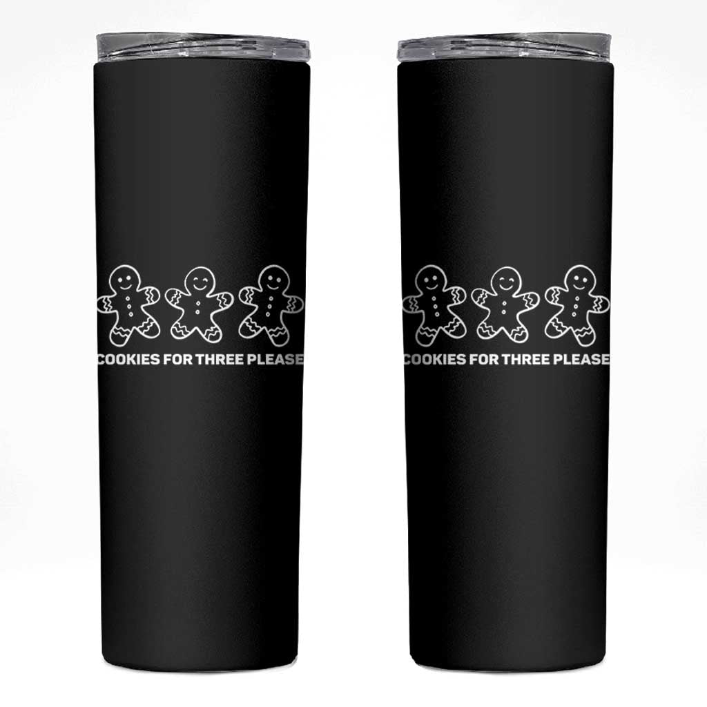 Cookies For Three Please Pregnancy Announcement Christmas Skinny Tumbler - Wonder Print Shop