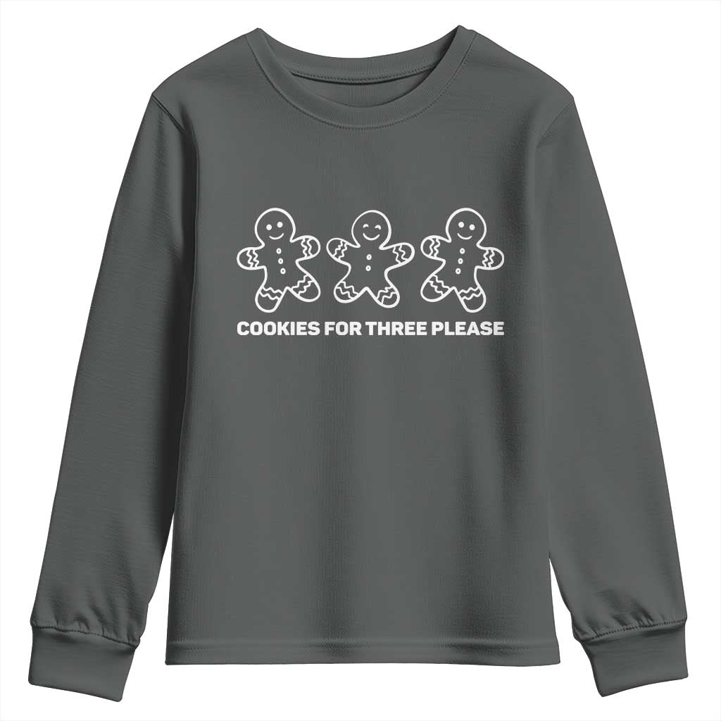Cookies For Three Please Pregnancy Announcement Christmas Youth Sweatshirt - Wonder Print Shop