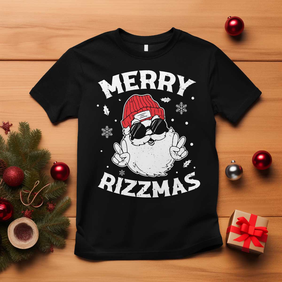 Funny Christmas Santa T Shirt Merry Rizzmas Kids Teens School - Wonder Print Shop