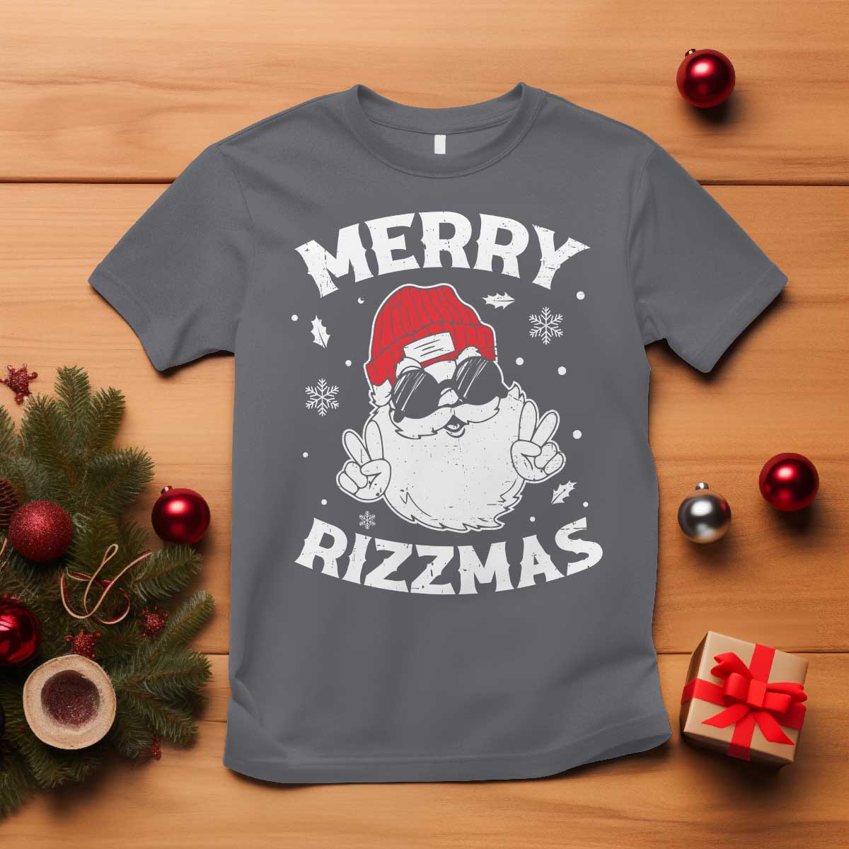 Funny Christmas Santa T Shirt Merry Rizzmas Kids Teens School - Wonder Print Shop