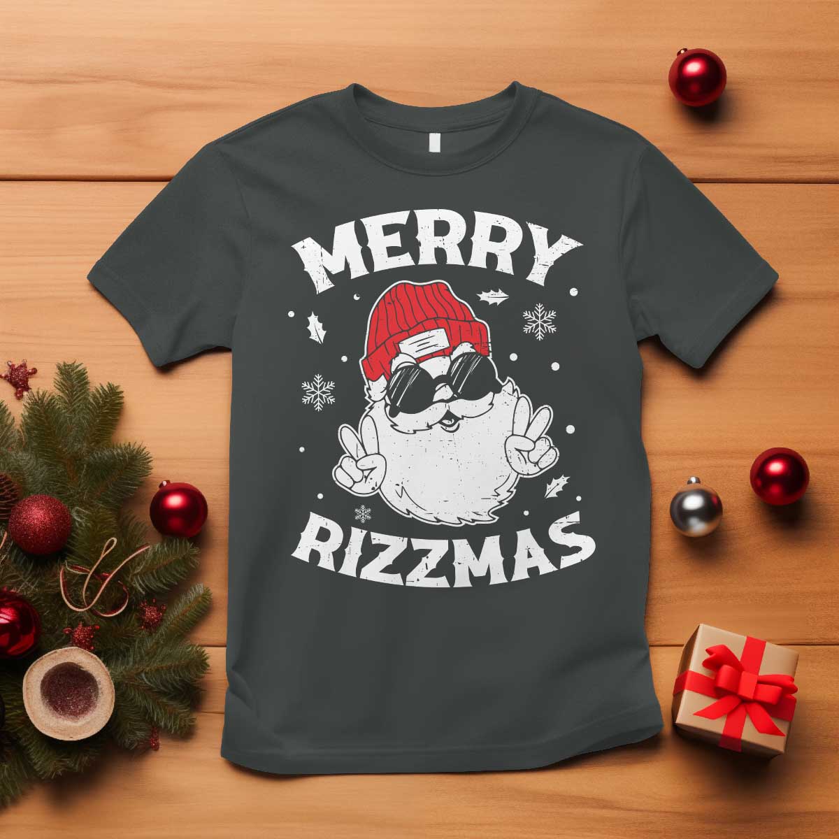 Funny Christmas Santa T Shirt Merry Rizzmas Kids Teens School - Wonder Print Shop