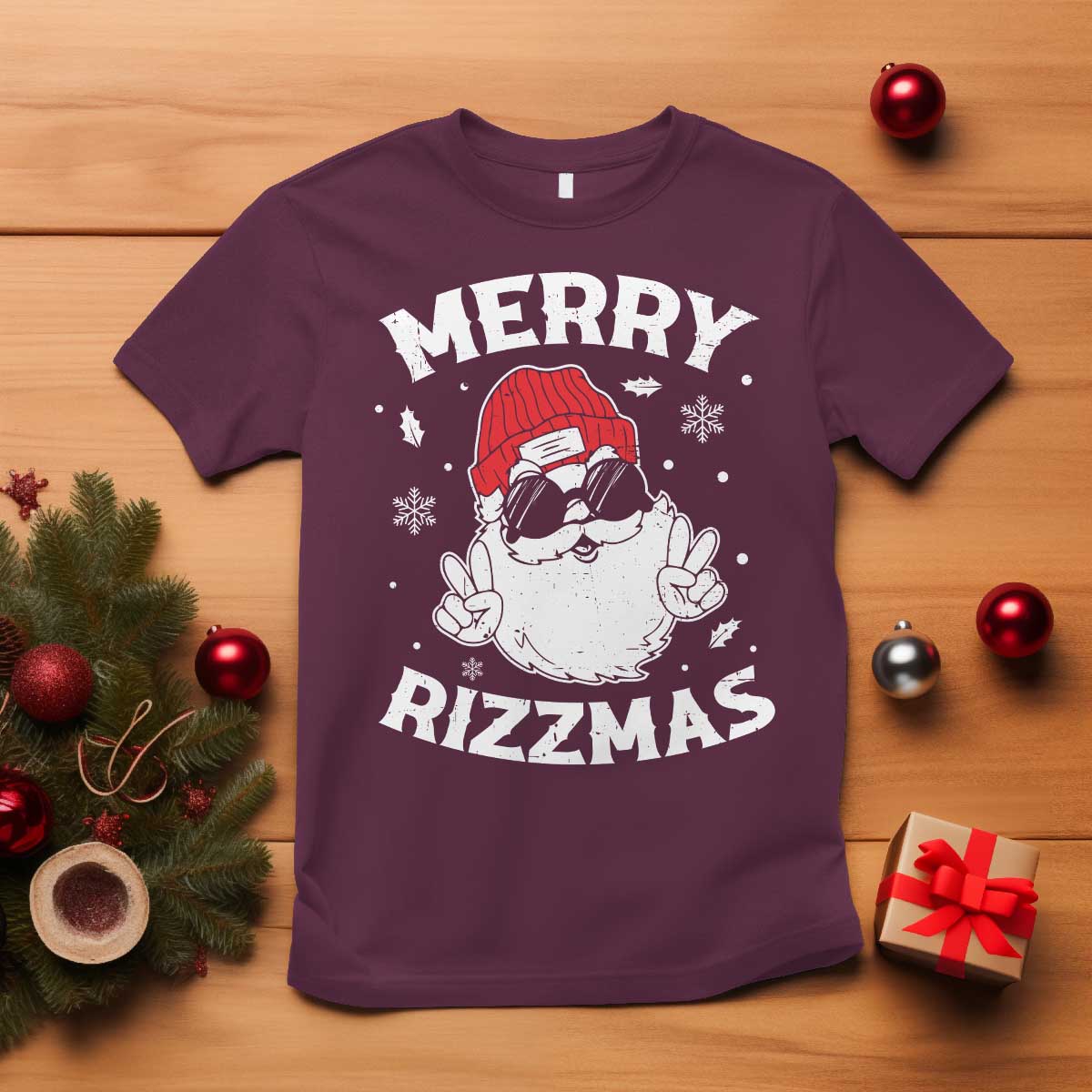 Funny Christmas Santa T Shirt Merry Rizzmas Kids Teens School - Wonder Print Shop