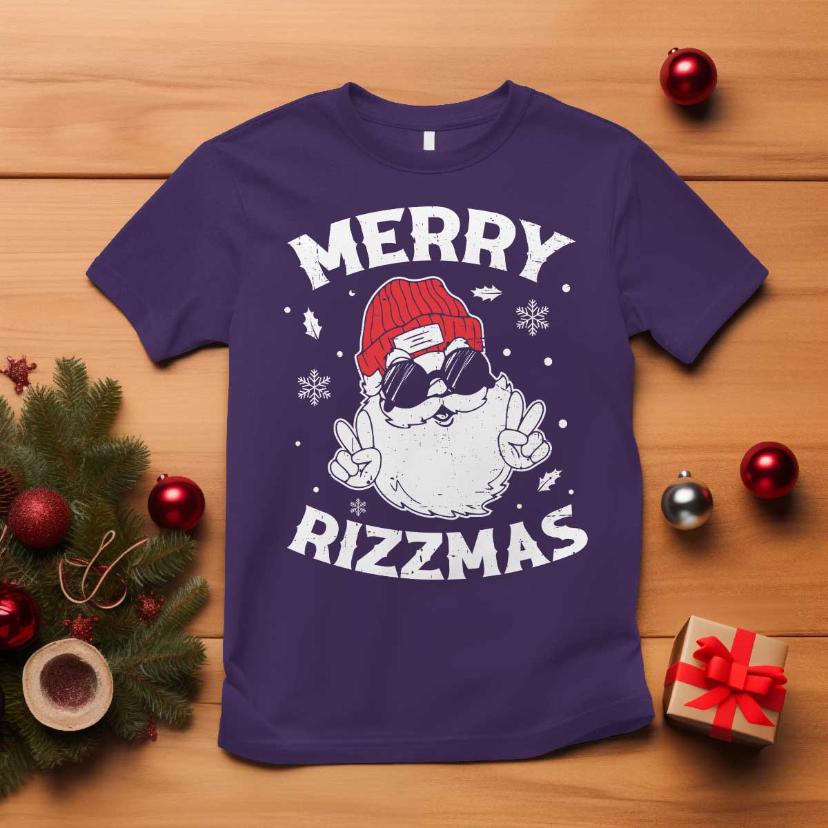Funny Christmas Santa T Shirt Merry Rizzmas Kids Teens School - Wonder Print Shop