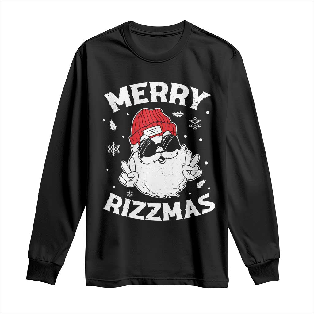 Funny Christmas Santa Long Sleeve Shirt Merry Rizzmas Kids Teens School
