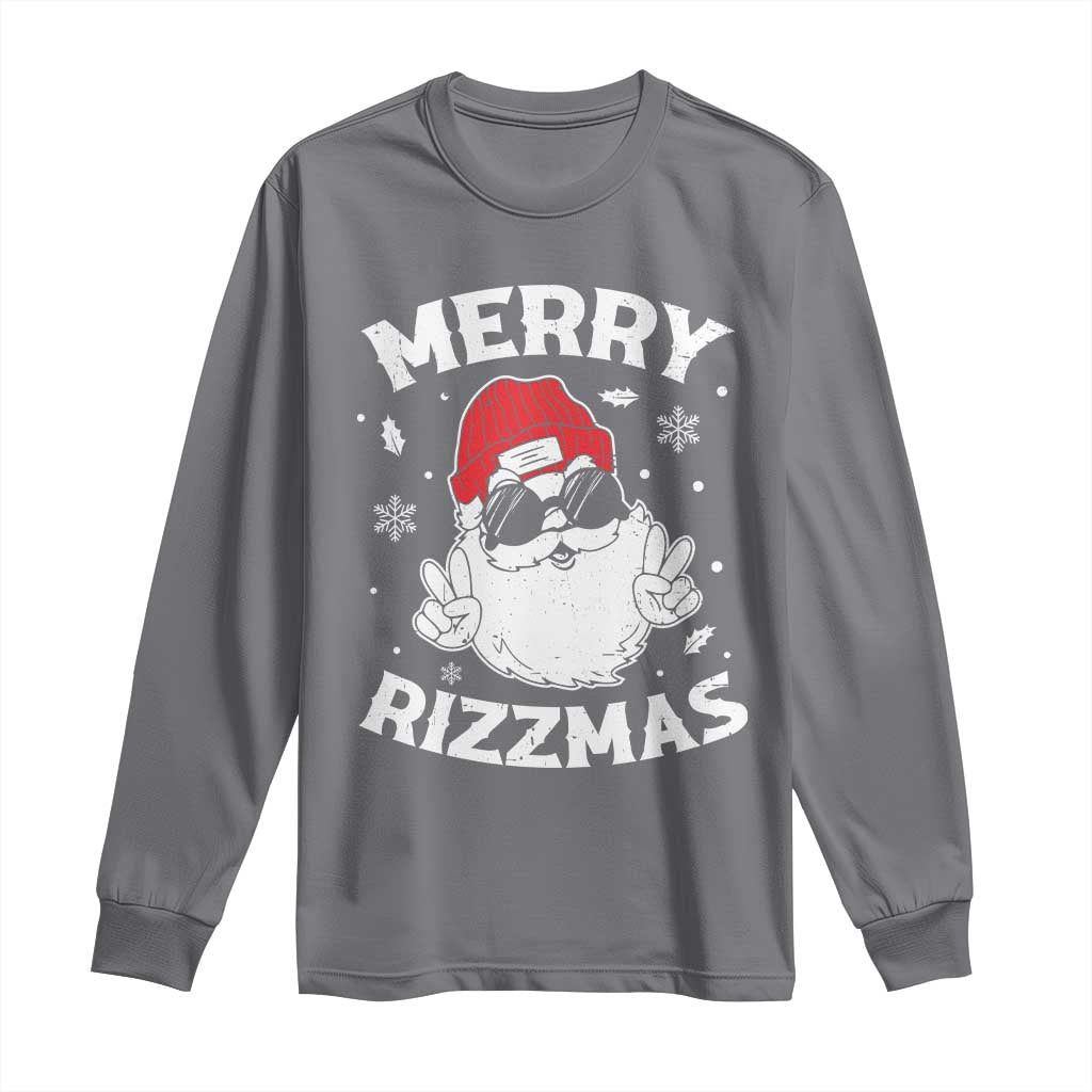 Funny Christmas Santa Long Sleeve Shirt Merry Rizzmas Kids Teens School