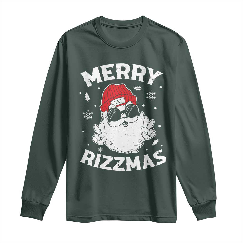 Funny Christmas Santa Long Sleeve Shirt Merry Rizzmas Kids Teens School