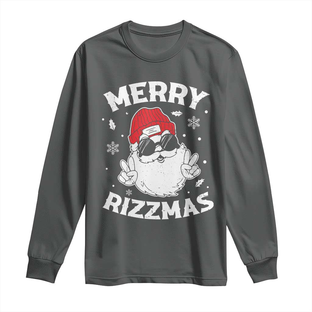 Funny Christmas Santa Long Sleeve Shirt Merry Rizzmas Kids Teens School