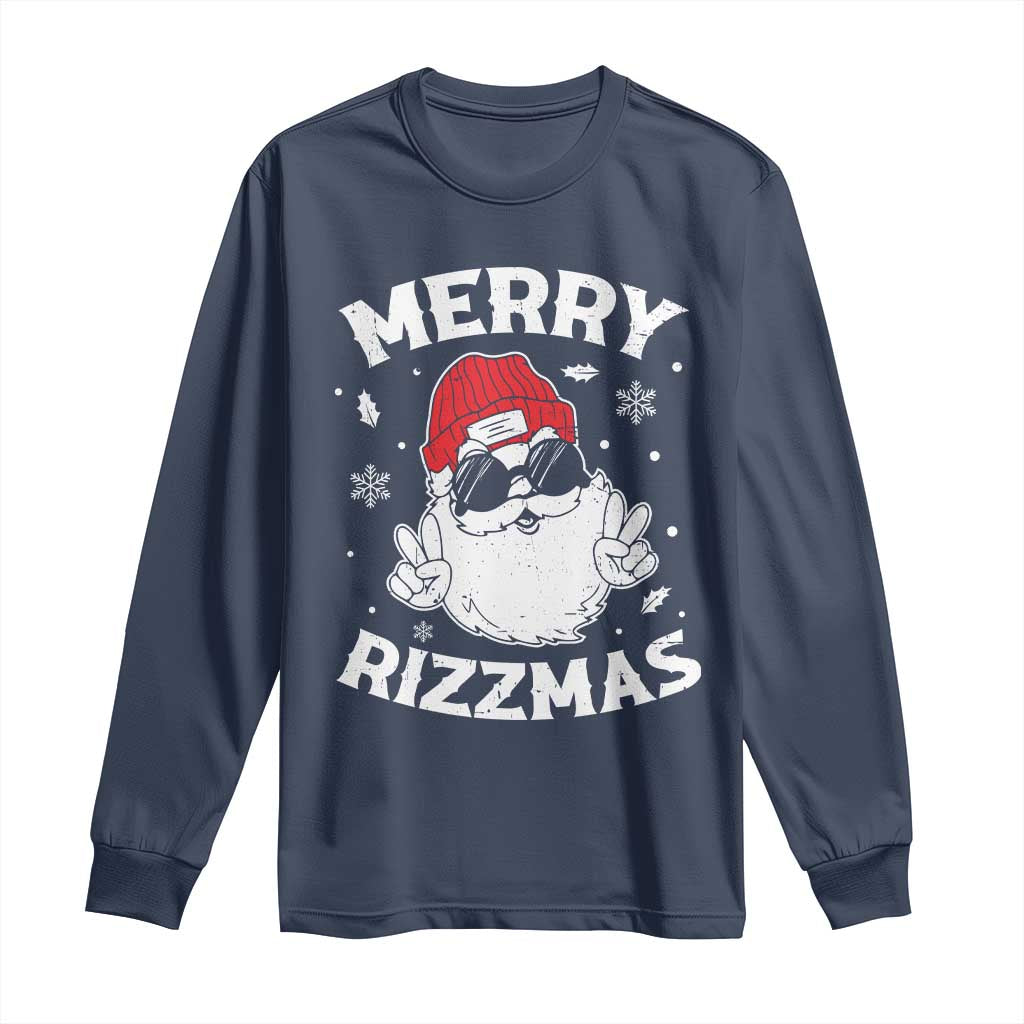 Funny Christmas Santa Long Sleeve Shirt Merry Rizzmas Kids Teens School