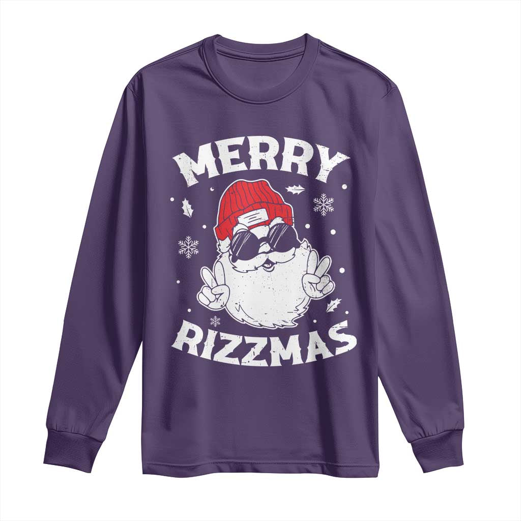Funny Christmas Santa Long Sleeve Shirt Merry Rizzmas Kids Teens School