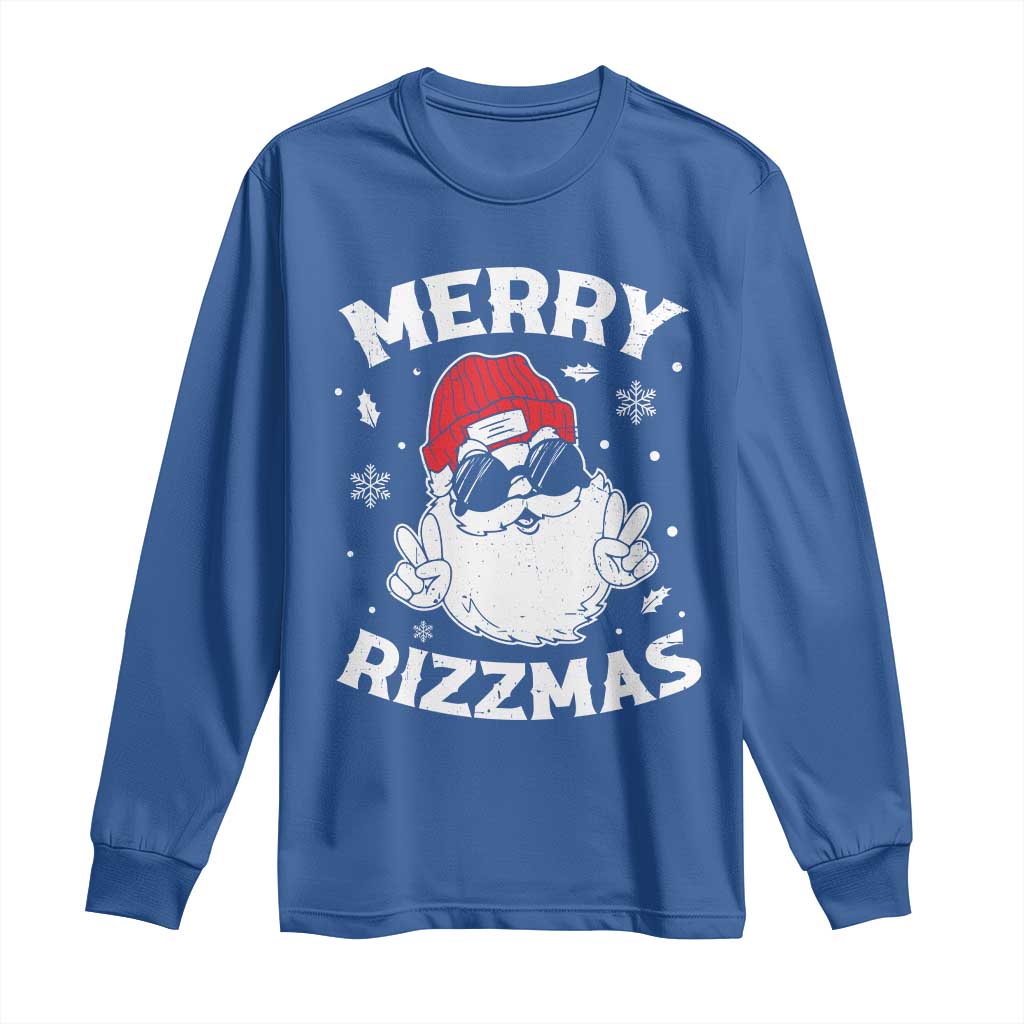 Funny Christmas Santa Long Sleeve Shirt Merry Rizzmas Kids Teens School