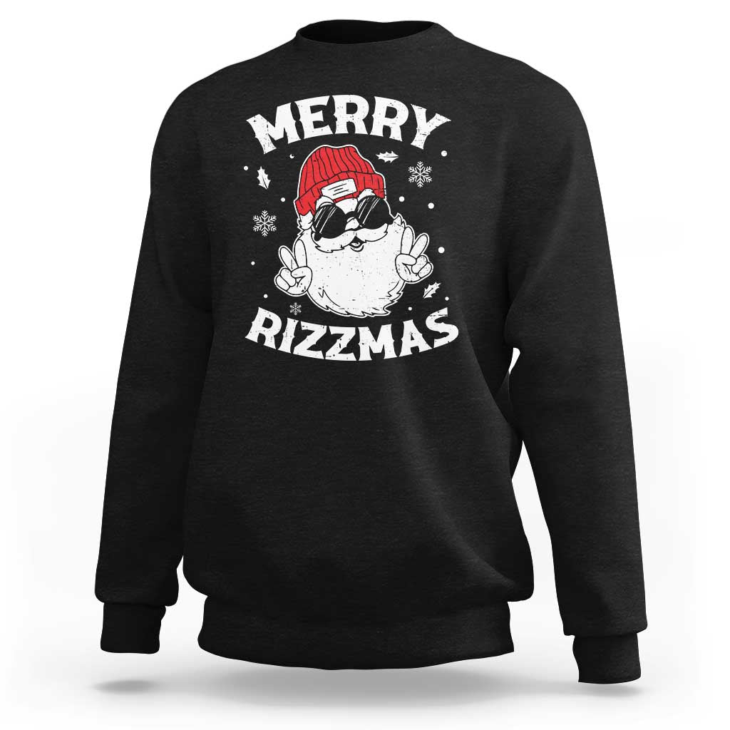 Funny Christmas Santa Sweatshirt Merry Rizzmas Kids Teens School - Wonder Print Shop