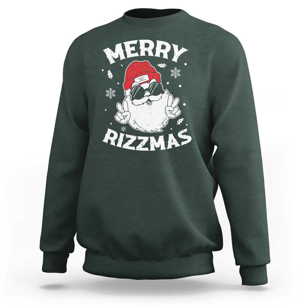 Funny Christmas Santa Sweatshirt Merry Rizzmas Kids Teens School - Wonder Print Shop