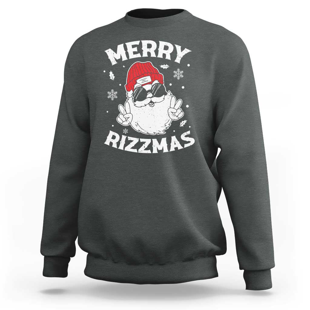 Funny Christmas Santa Sweatshirt Merry Rizzmas Kids Teens School - Wonder Print Shop