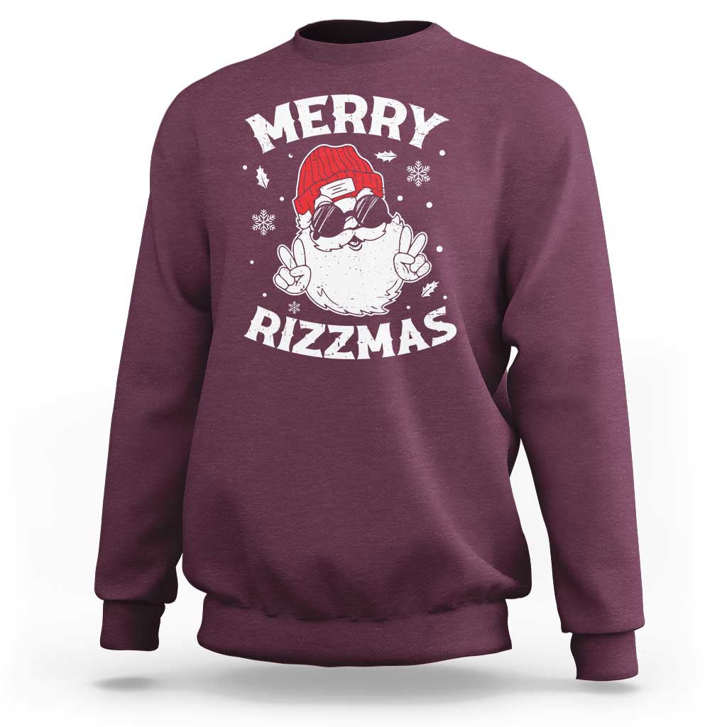 Funny Christmas Santa Sweatshirt Merry Rizzmas Kids Teens School - Wonder Print Shop