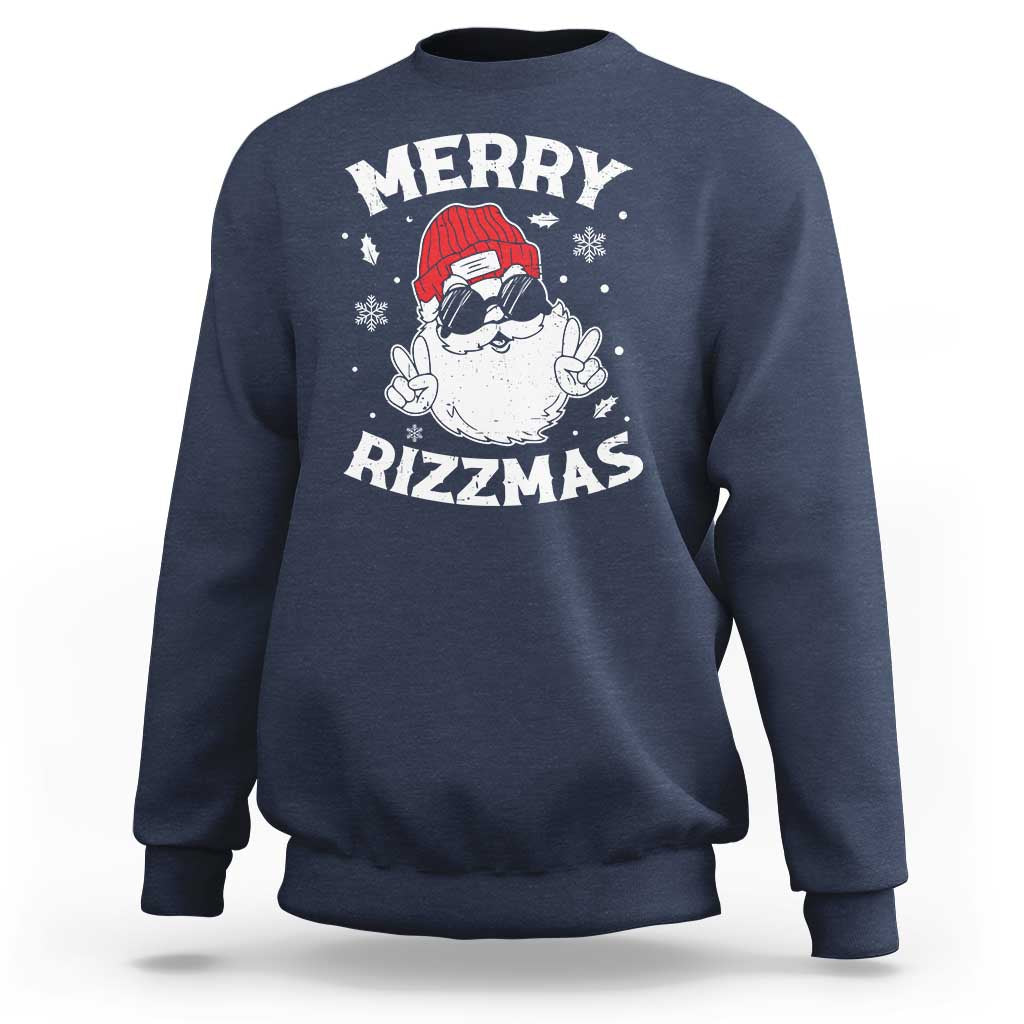 Funny Christmas Santa Sweatshirt Merry Rizzmas Kids Teens School - Wonder Print Shop