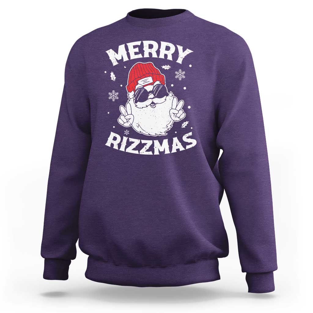 Funny Christmas Santa Sweatshirt Merry Rizzmas Kids Teens School - Wonder Print Shop