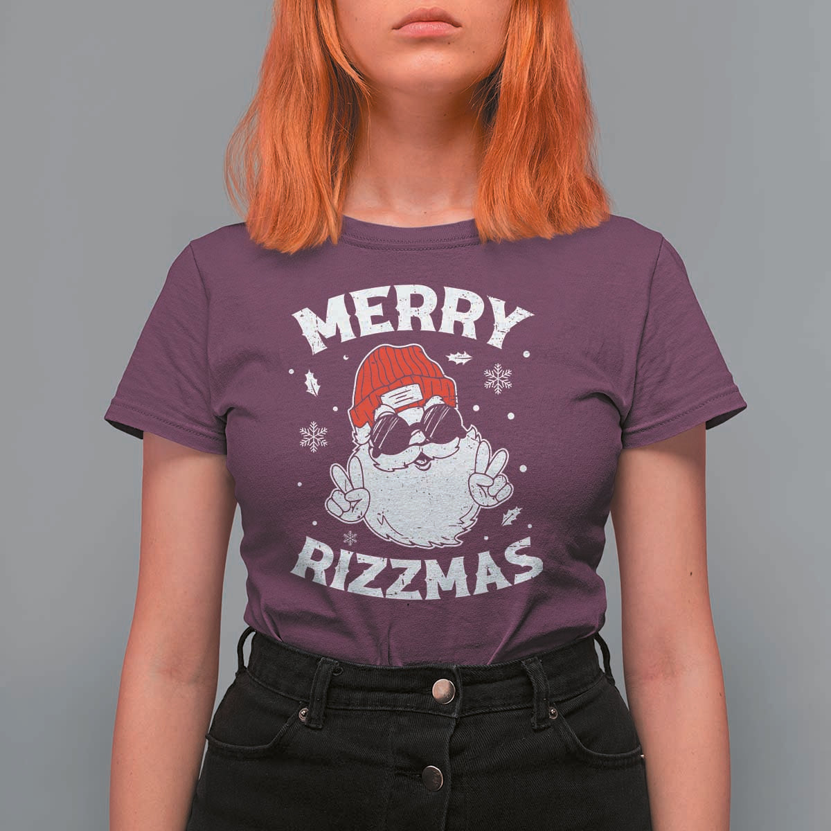 Funny Christmas Santa T Shirt For Women Merry Rizzmas Kids Teens School - Wonder Print Shop