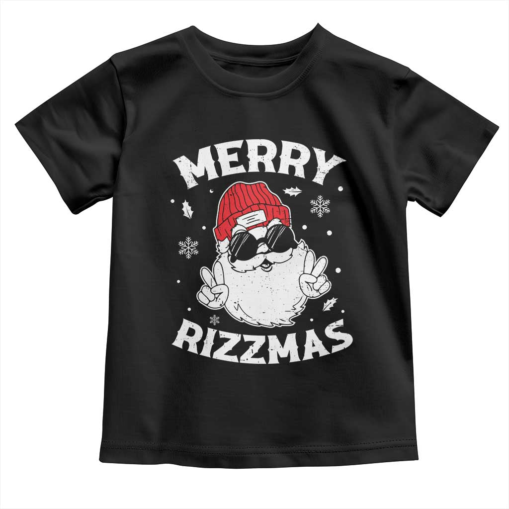 Funny Christmas Santa Toddler T Shirt Merry Rizzmas Kids Teens School