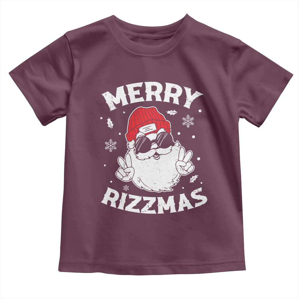Funny Christmas Santa Toddler T Shirt Merry Rizzmas Kids Teens School