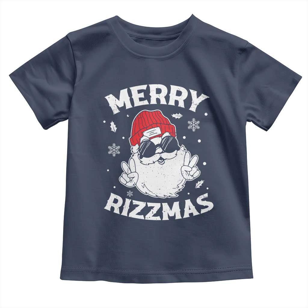 Funny Christmas Santa Toddler T Shirt Merry Rizzmas Kids Teens School