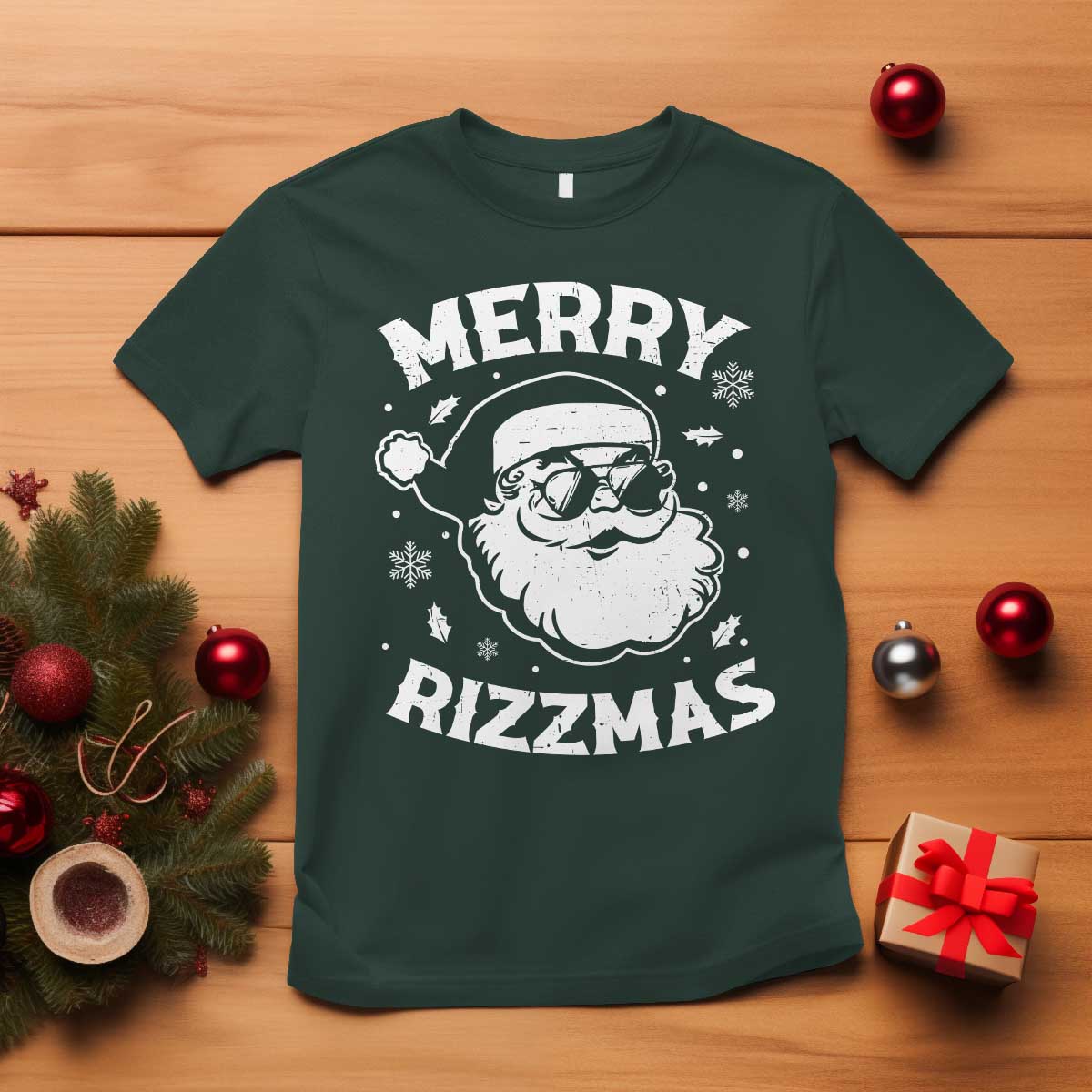Funny Christmas Santa Claus T Shirt Merry Rizzmas Kids Teens School - Wonder Print Shop